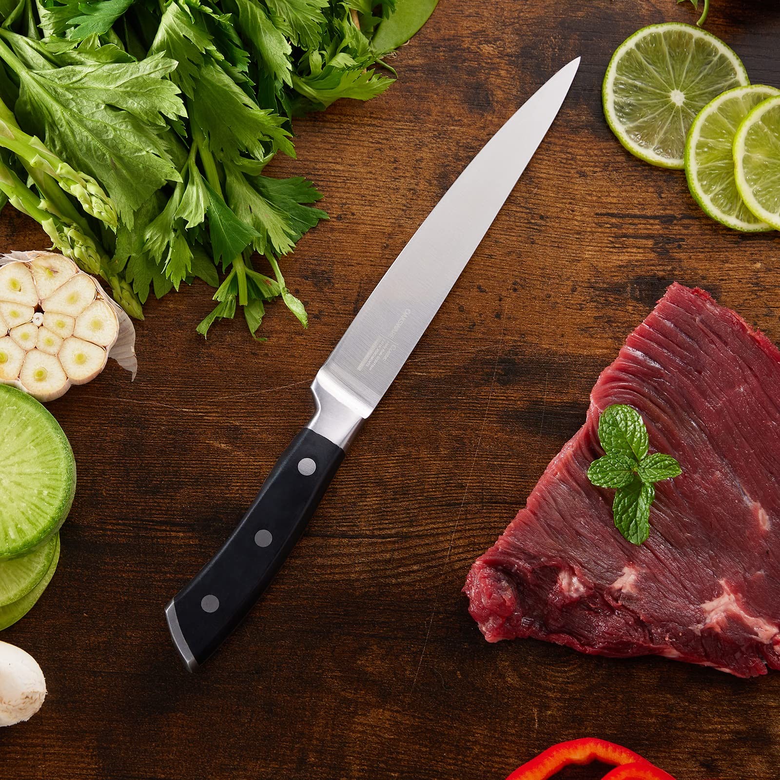 5.5-Inch Kitchen Utility Knife, German Stainless Steel, Full Tang, Paring Kni