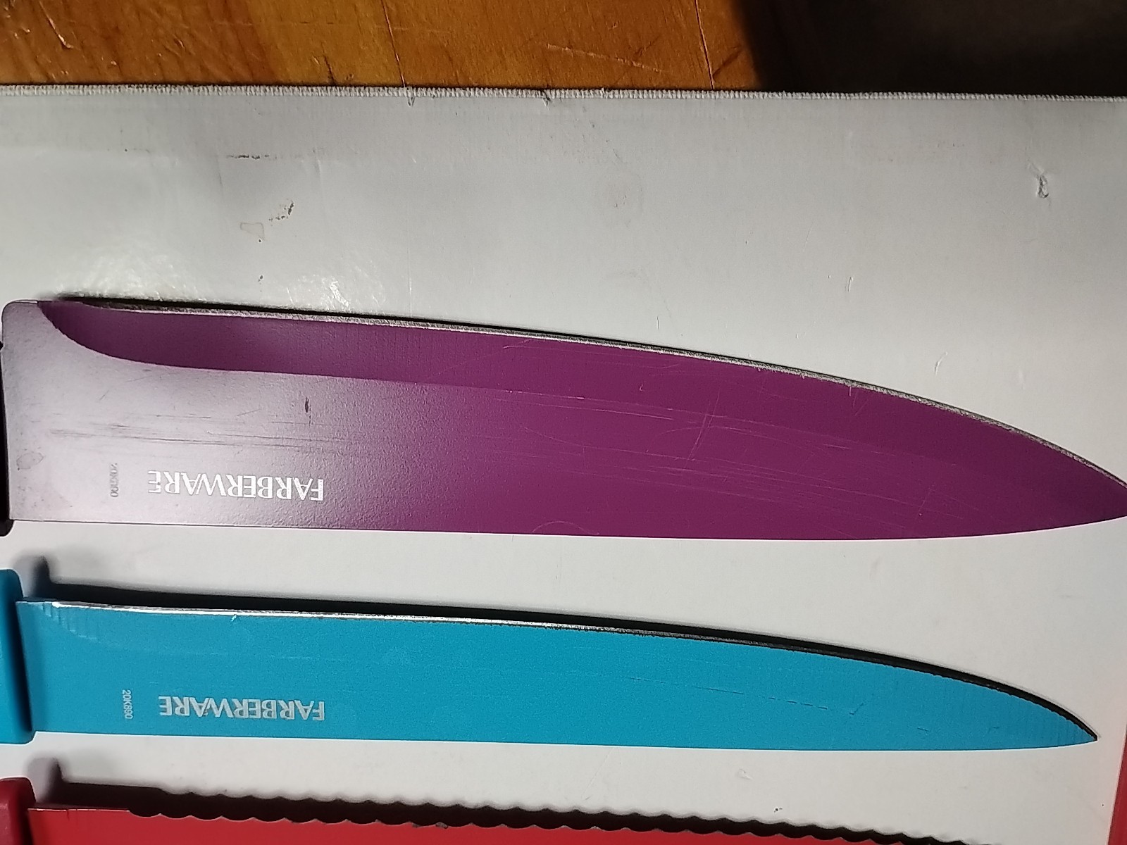 Farberware Cutlery Knife Set 5 Piece Red Orange Green Blue Purple With Sheaths