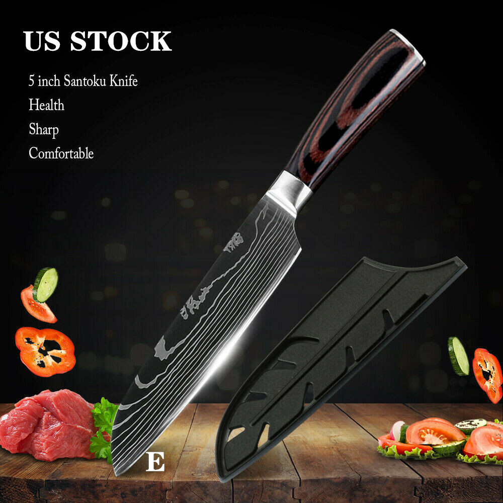 Stainless Steel Kitchen Knife Japanese Damascus Chef’s Sharp Blade Cleaver Knife