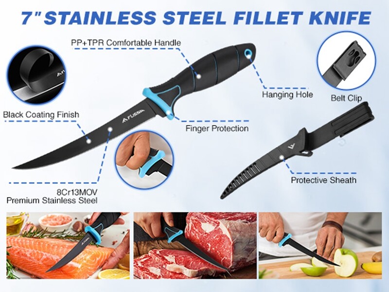 FLISSA 4PC Fish Fillet Set Fillet Knife Foldable Fillet Board Fish Cleaning Kits