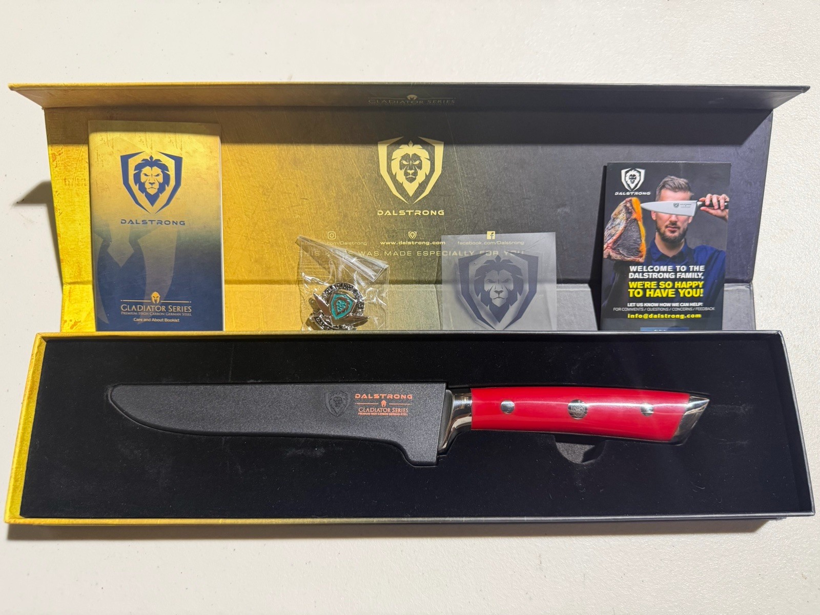 Dalstrong Gladiator Series 6 in Boning Knife Red ABS Handle w/ Sheath