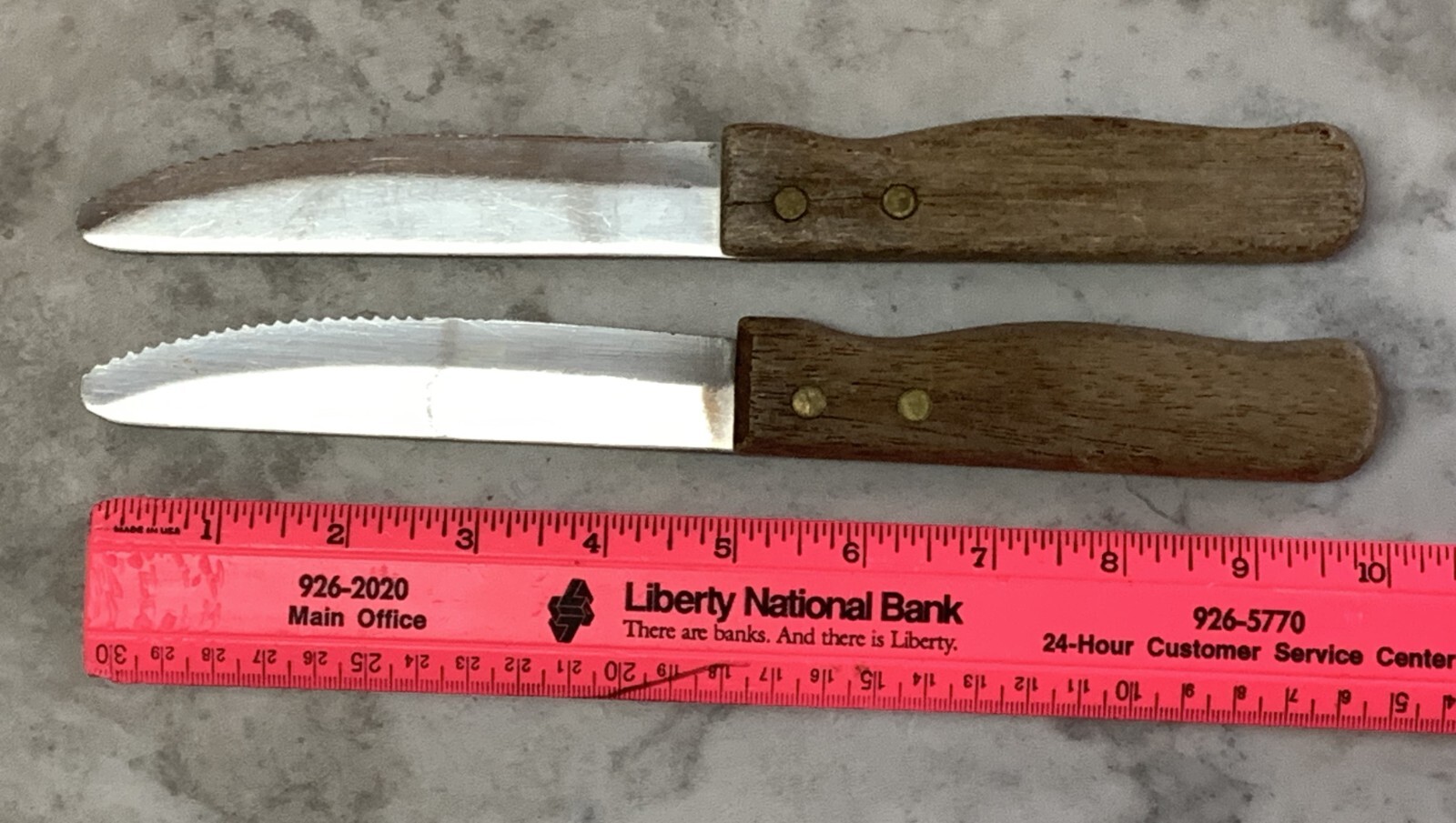 Vintage Adcraft Gaucho Stainless Steel 2 Steak Knives Wood Handles