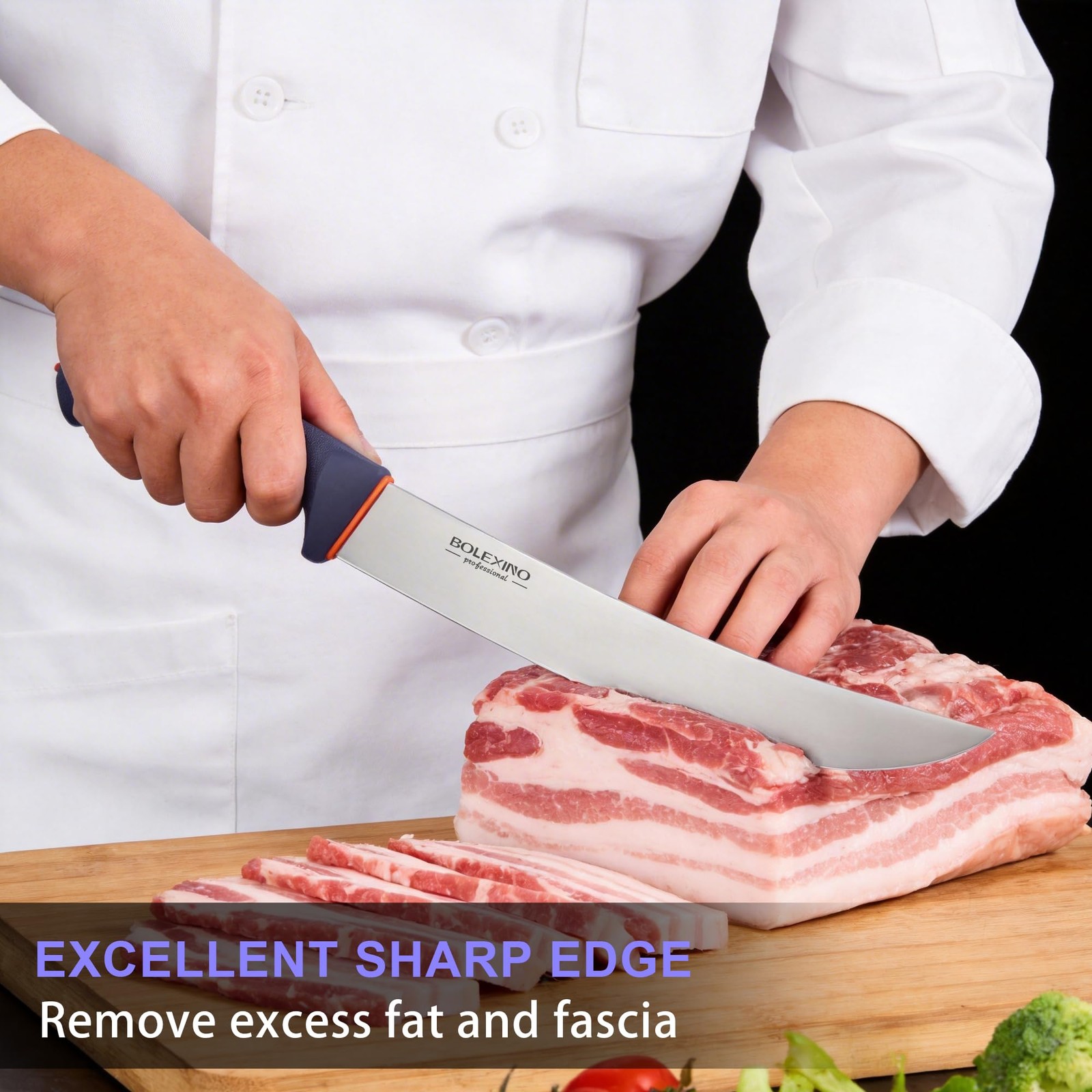 10.5 inch Curved Cimeter Knife W/Non-slip Softgrip, Butcher Knife For Meat Cu…