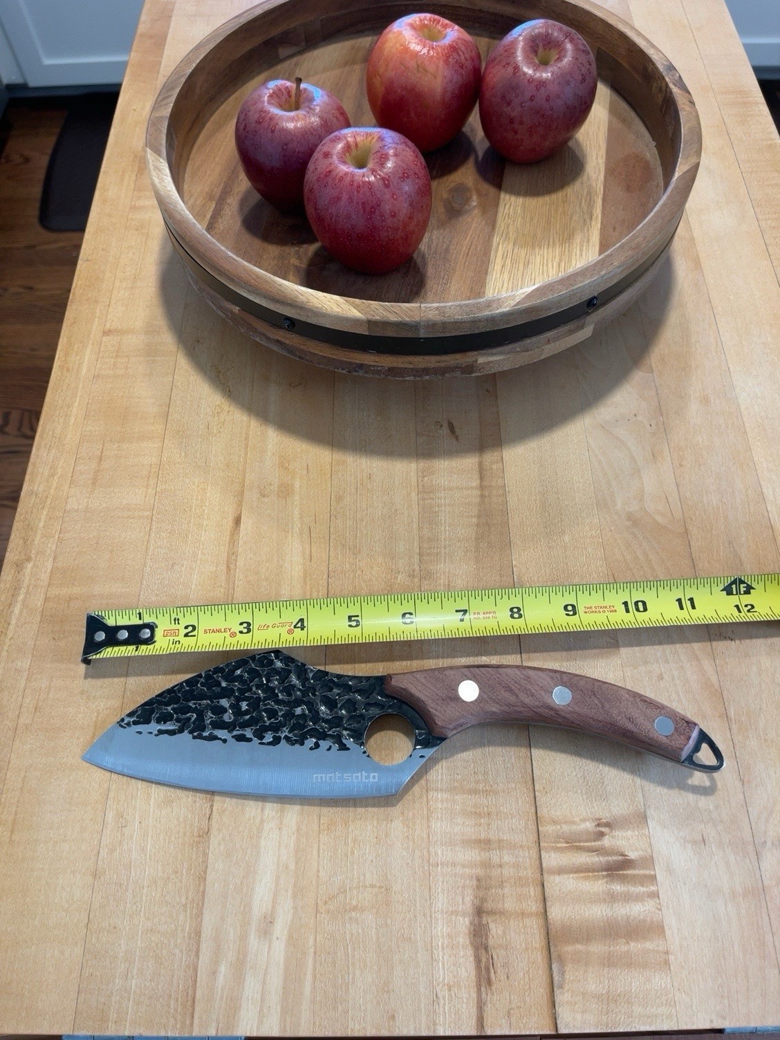 Matsato Chef Kitchen Knife 10.5” Hammered Stainless Steel Blade Wood Handle Box