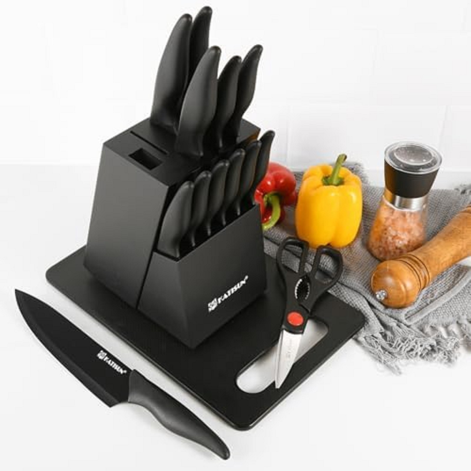 Kitchen Knife Set with Block, Dishwasher Safe 14 Pcs Professional Chef…