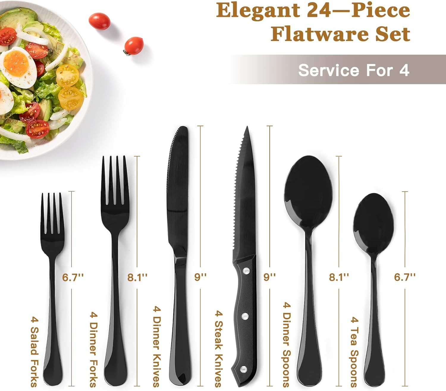 Polished Steel Dining Flatware Steak Knives Forks Spoons Home Bistro