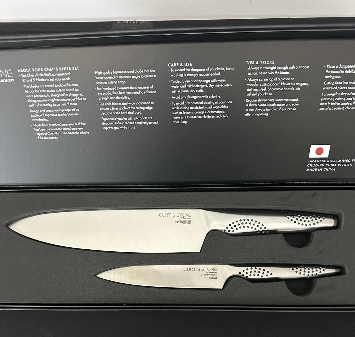 Curtis Stone Chef’s Knife Set Japanese Stainless Steel Silver Kitchen 2 Piece