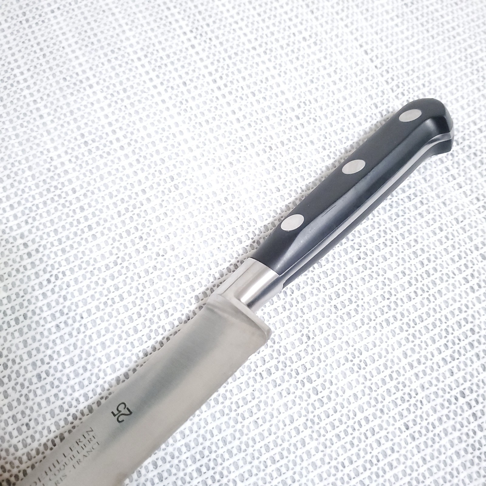 E.DEHILLERIN 9″CARVING KNIFE FRANCE ,TRIPLE RIVITED HANDLE STAINLESS