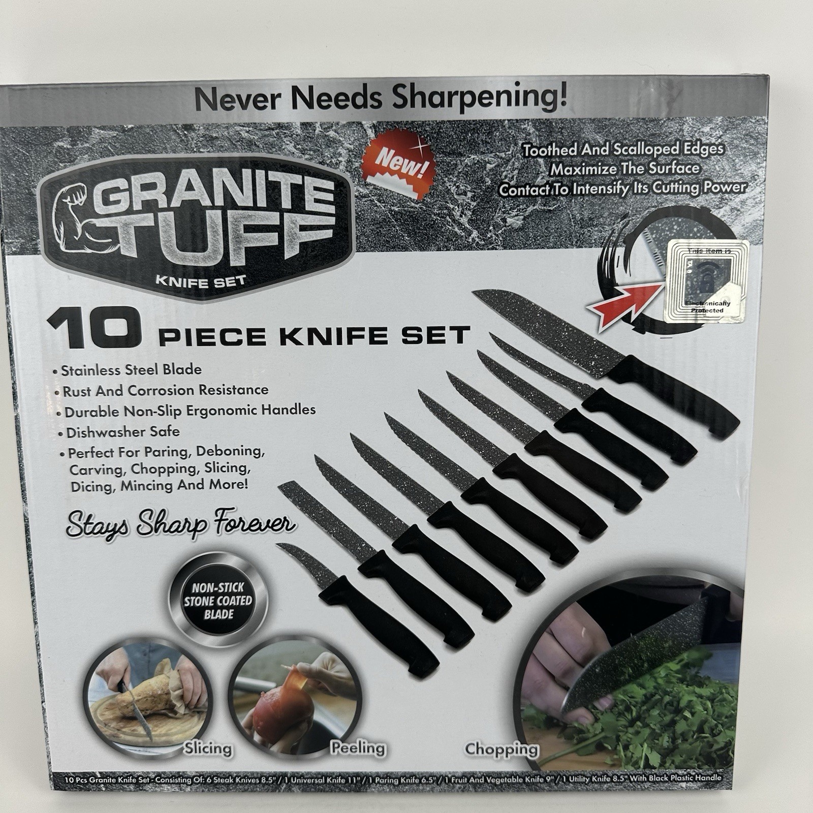 Granite Tuff 10-Piece Knife Set – Nonstick Stone Coated Stainless Steel Blades –