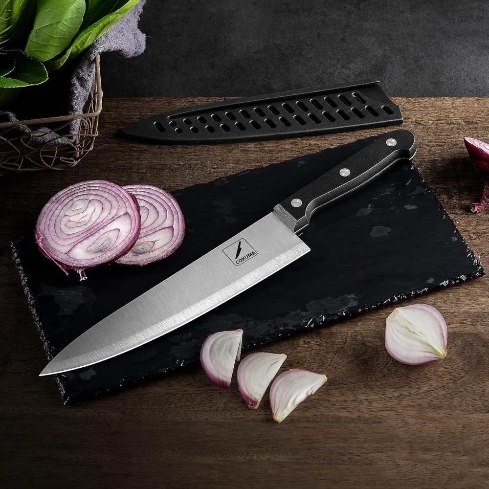 3-Piece Kitchen Knife Set with Sheath 8 Inch Chef Knife 4.5 Inch Utility Knife 4