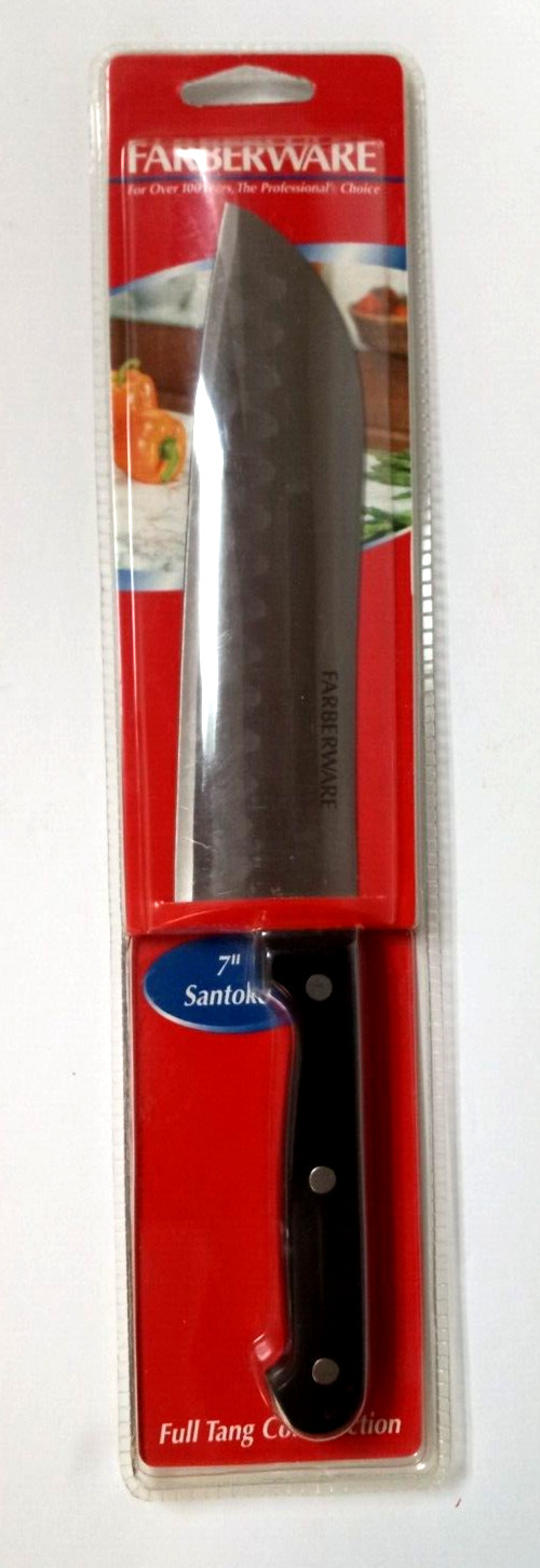 Faberware Santoku Chefs Knife Straight Granton Edge Full Tang 7″ Composite NEW