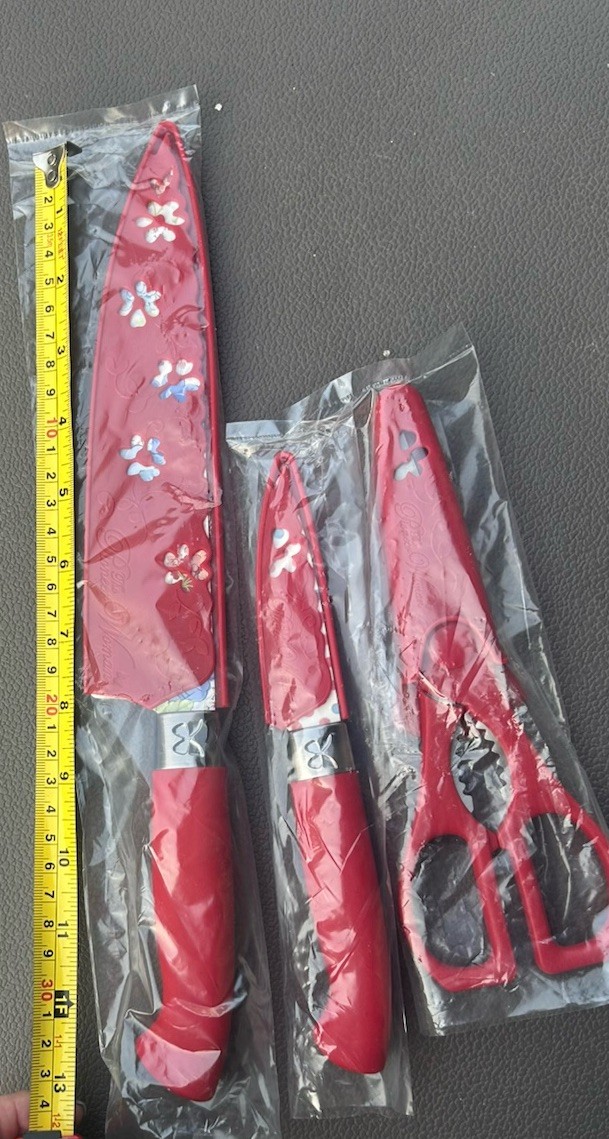 Pioneer Woman 8pc Floral Kitchen Knife Set w/scissors Blue Green Red New