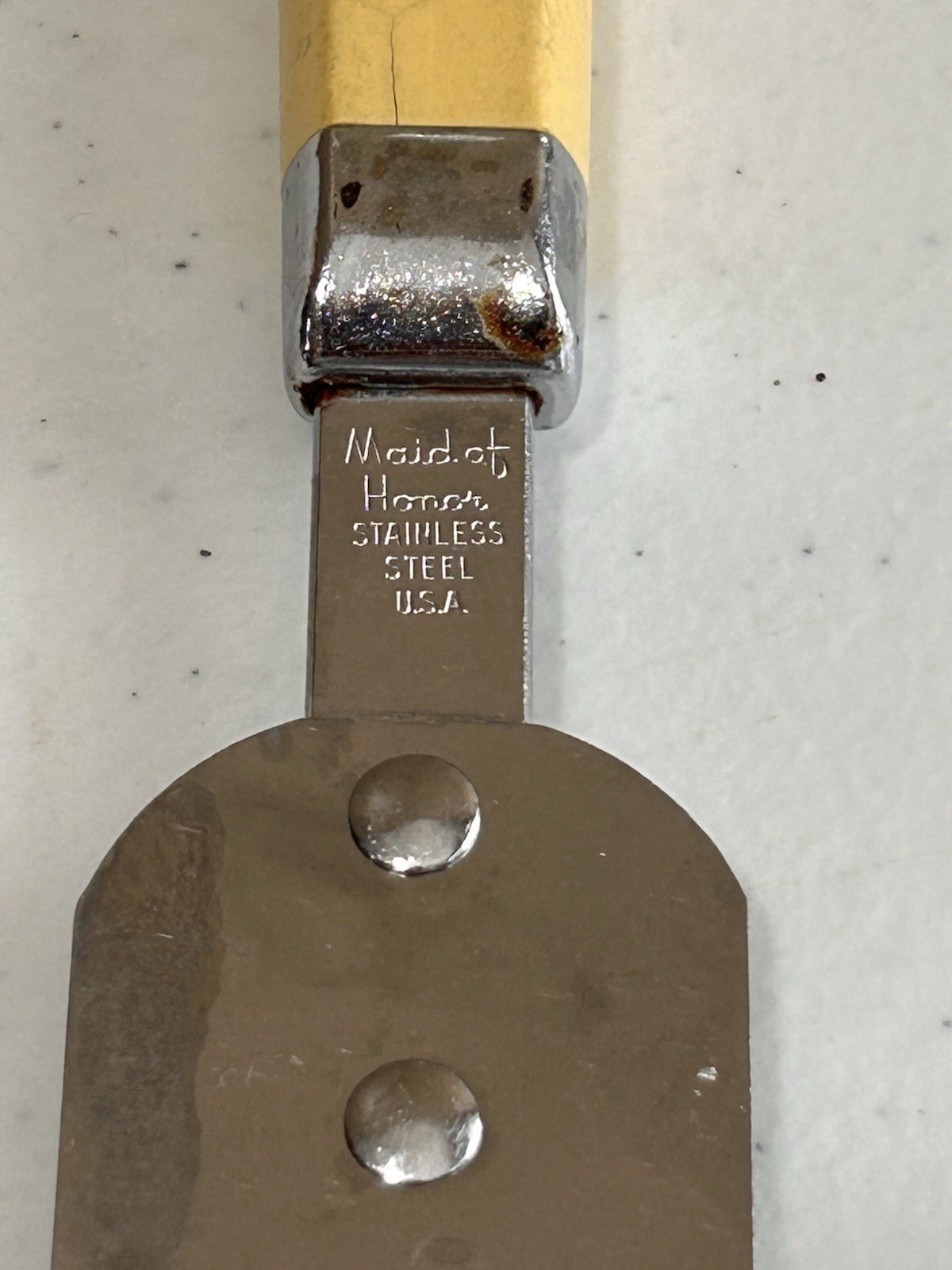 Vintage Maid of Honor Frosting Spatula Cake Icing Frosting Yellow Handle USA
