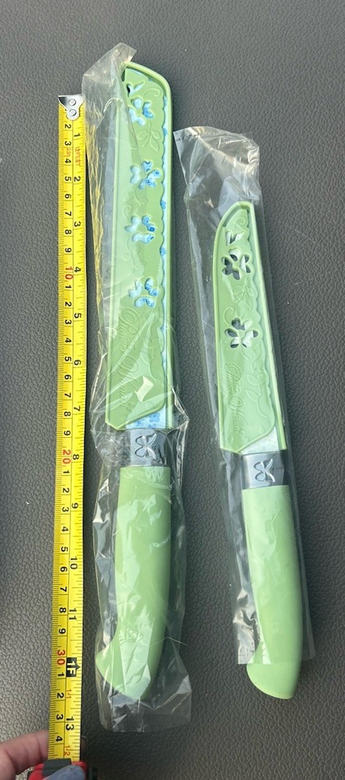 Pioneer Woman 8pc Floral Kitchen Knife Set w/scissors Blue Green Red New