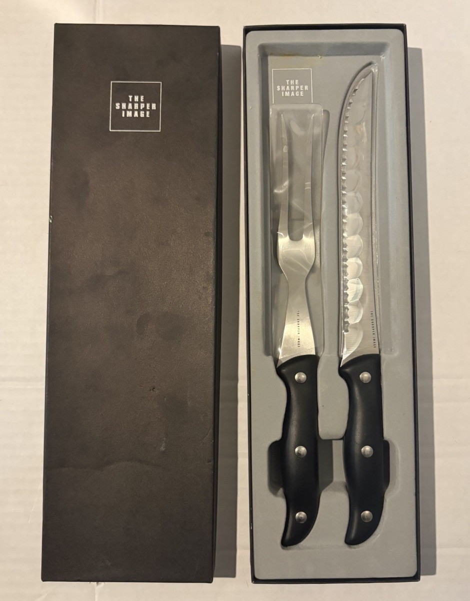 Sharper Image Micro Edge Fork & Knife 2 Piece Carving Set in Box New