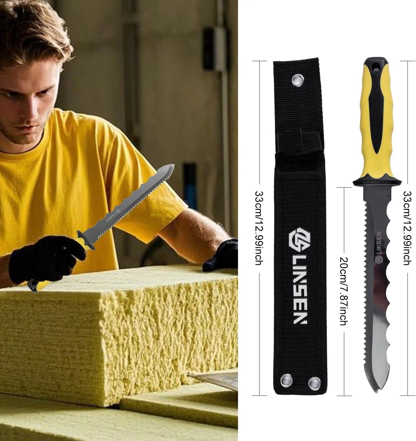 Stainless Steel Sod Cutter Garden Knife Double Edge with Nylon Sheath