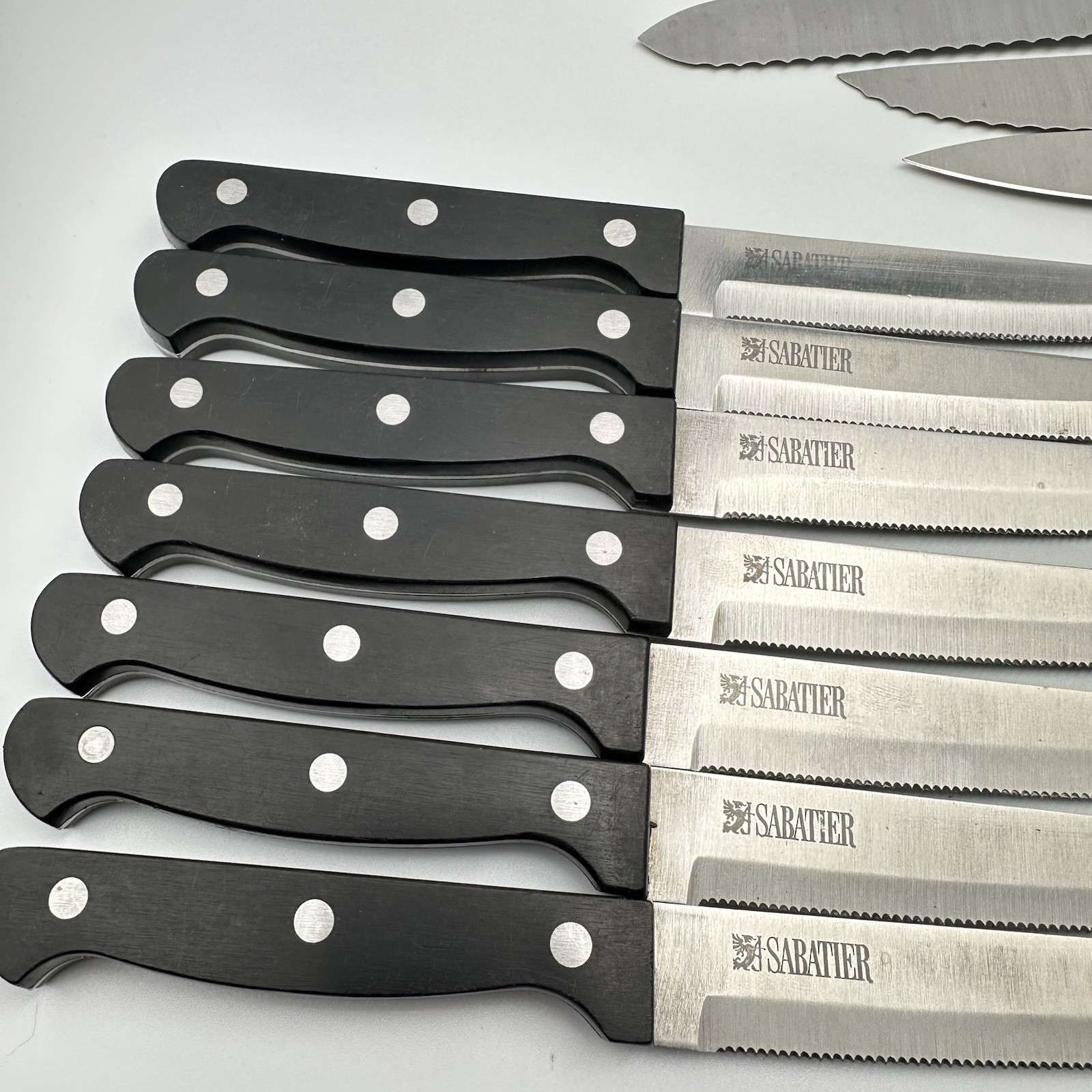 Set Of 12 Sabatier Knives | Rivet Handles Chef Pairing Bread Steak Lot