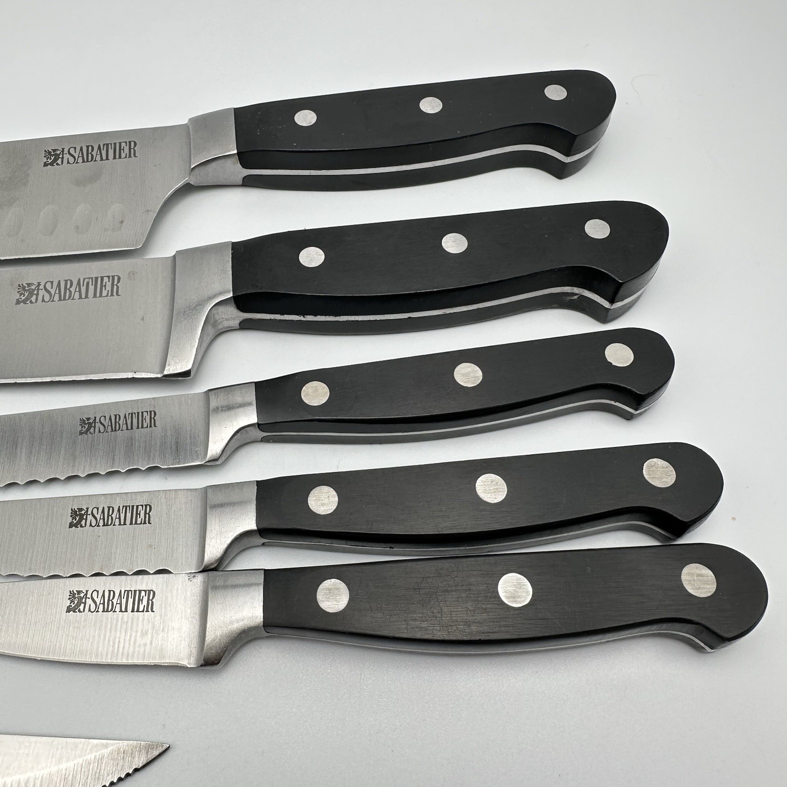 Set Of 12 Sabatier Knives | Rivet Handles Chef Pairing Bread Steak Lot