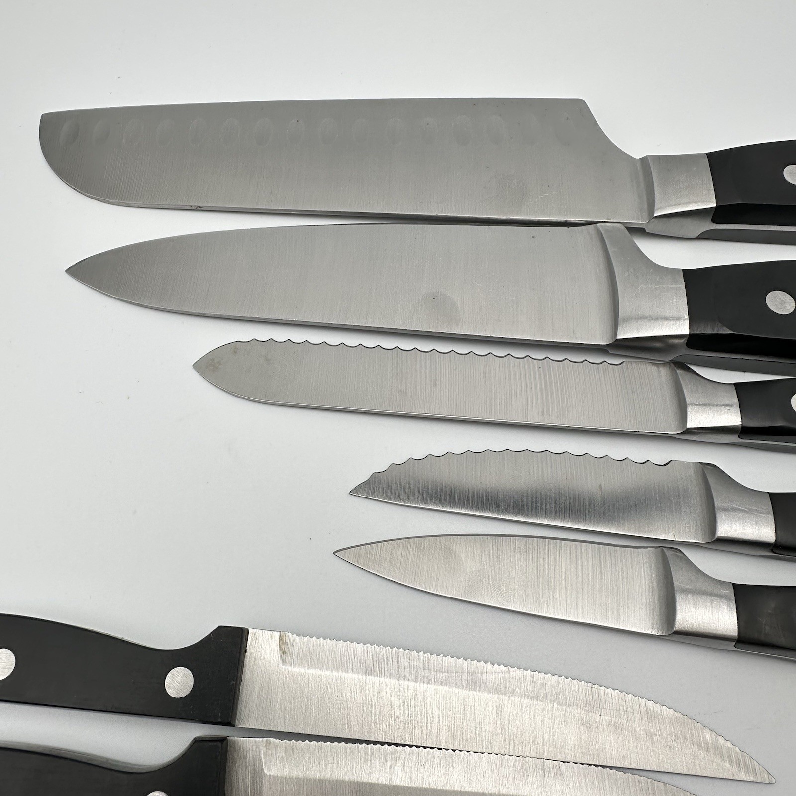 Set Of 12 Sabatier Knives | Rivet Handles Chef Pairing Bread Steak Lot