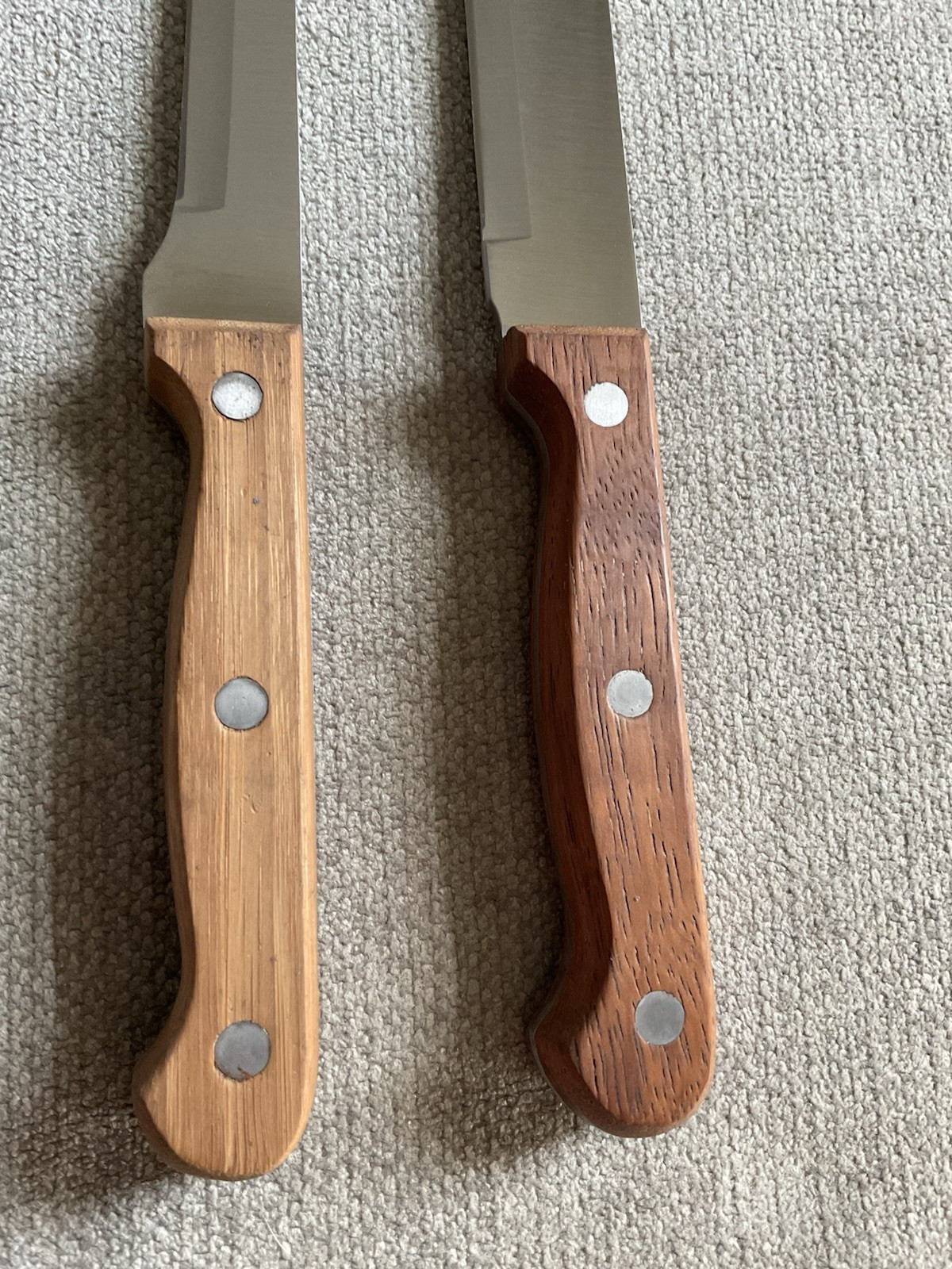 10.5” & 12.5” Knife Lot Of 2 See Pics Full Tang Slicer Wood Handle Straight Edge