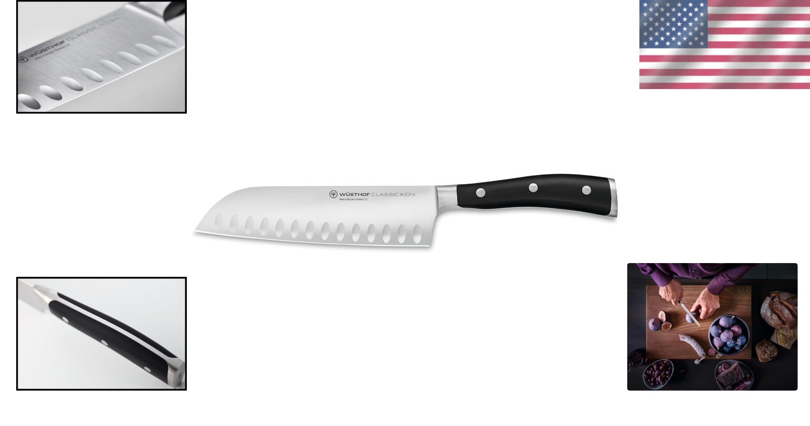Sleek 7-Inch Classic Ikon Santoku Knife with Precision Edge and Black Handle