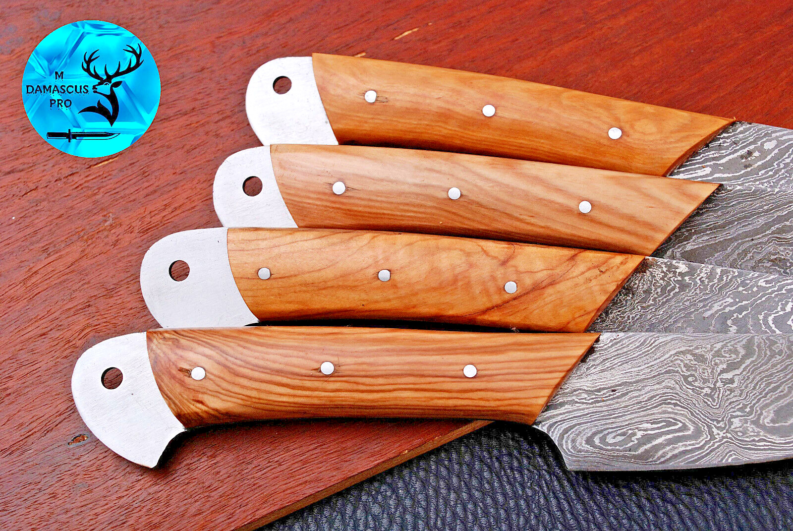 CUSTOM HANDMADE FORGED DAMASCUS STEEL STEAK CHEF KNIFE KITCHEN KNIVES SET 1510