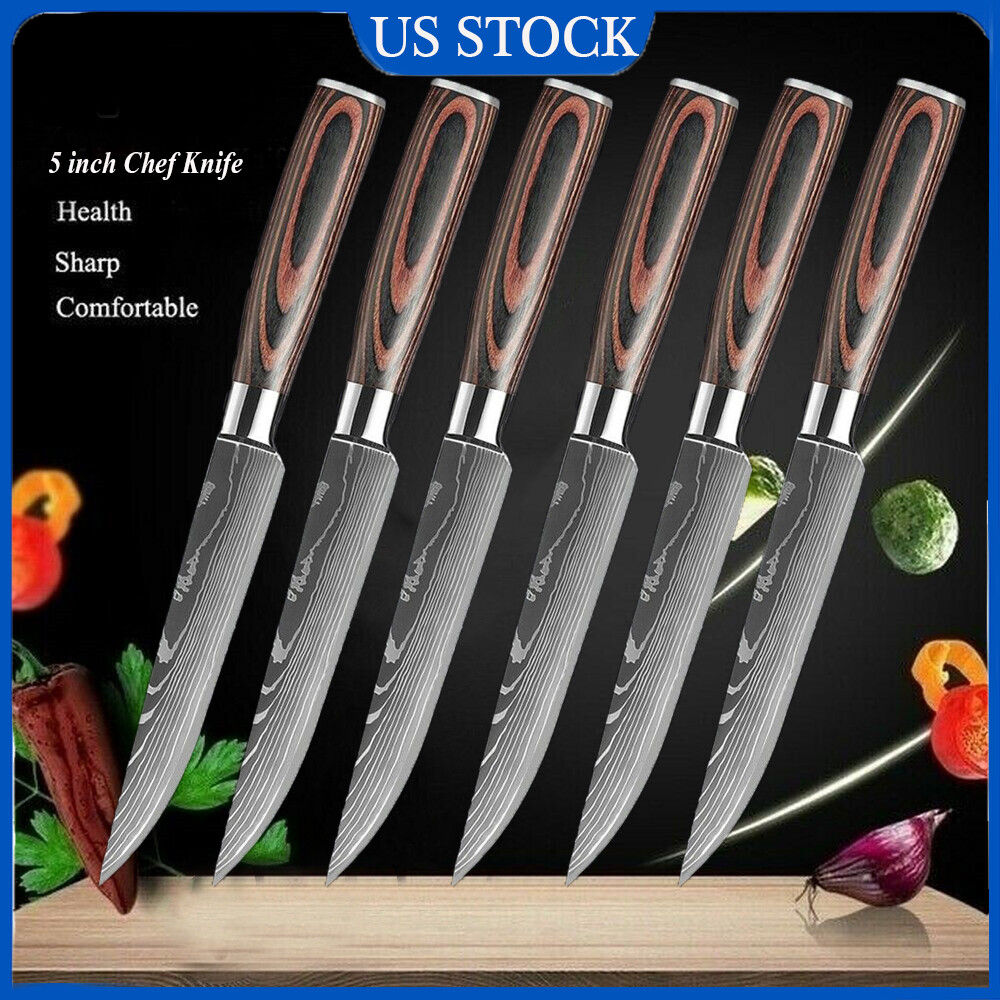 Steak Knife Cleaver Kitchen Chef Knives Damascus Pattern Steel Ultra Sharp Blade