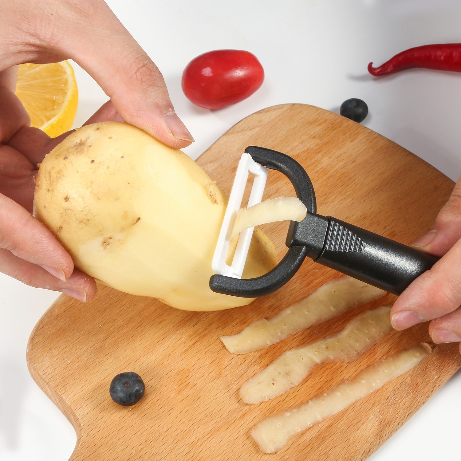 2pcs Sharp Ceramic Kitchen Knife Set 4″ White Blade with Cover + Peeler Cutlery