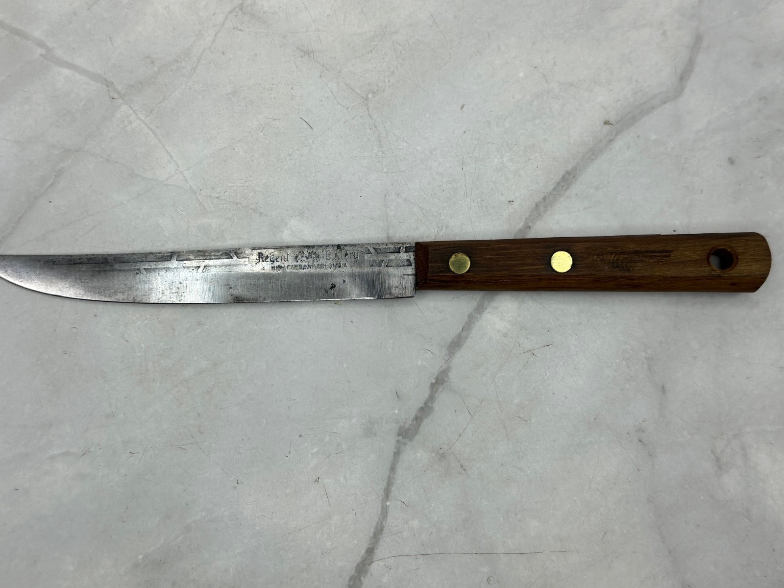 Vintage Regent Cutlery 5″ Blade High Carbon Steel Wooden Handled Knife Columbia