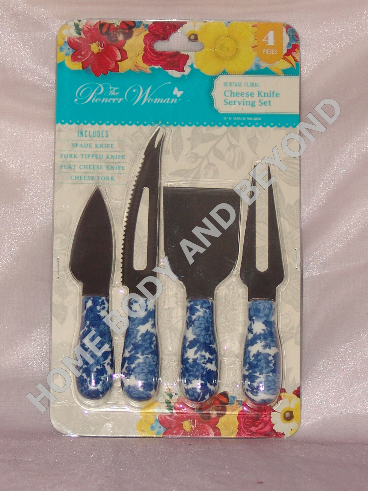 THE PIONEER WOMAN 4 Piece Heritage Floral Cheese Knife Serving Set