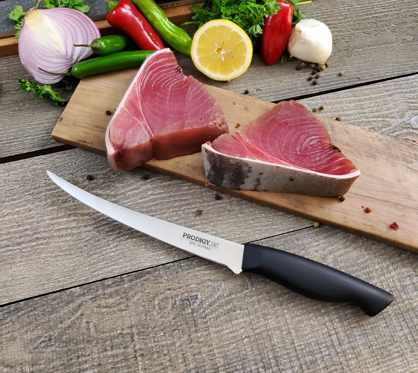 7.5″ Fish Fillet Knife Flexible blade Prodigy Series Non Slip Handle Ergo Chef