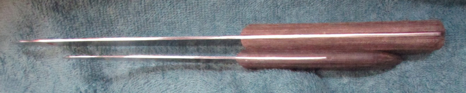 2 Vintage Round End MAC KITCHEN KNIVES Full Tang Rivet Wood Handles Made Japan