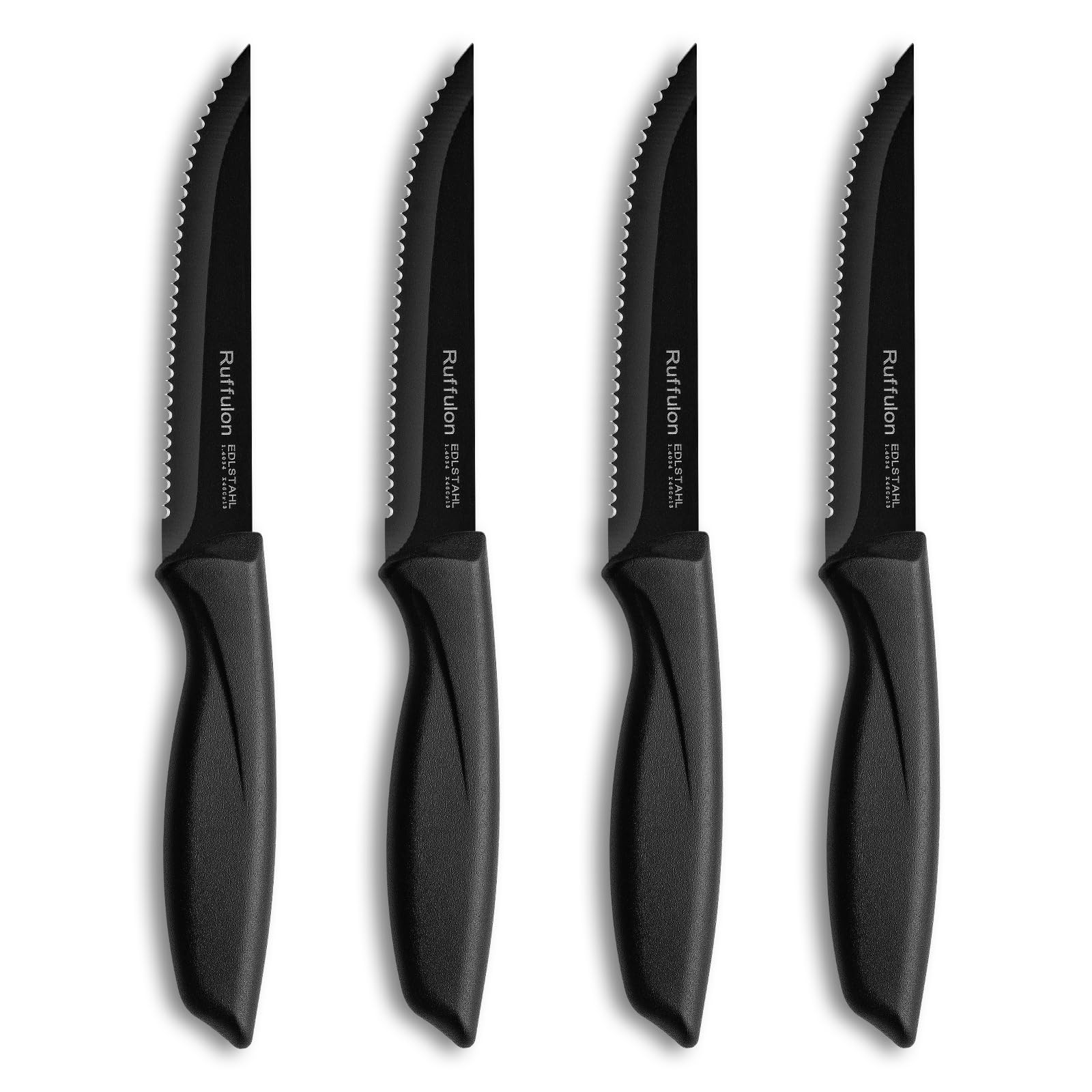 Ruffulon Steak Knives,Steak Knife Set of 4,Serrated Edge Stainless Steel Stea…