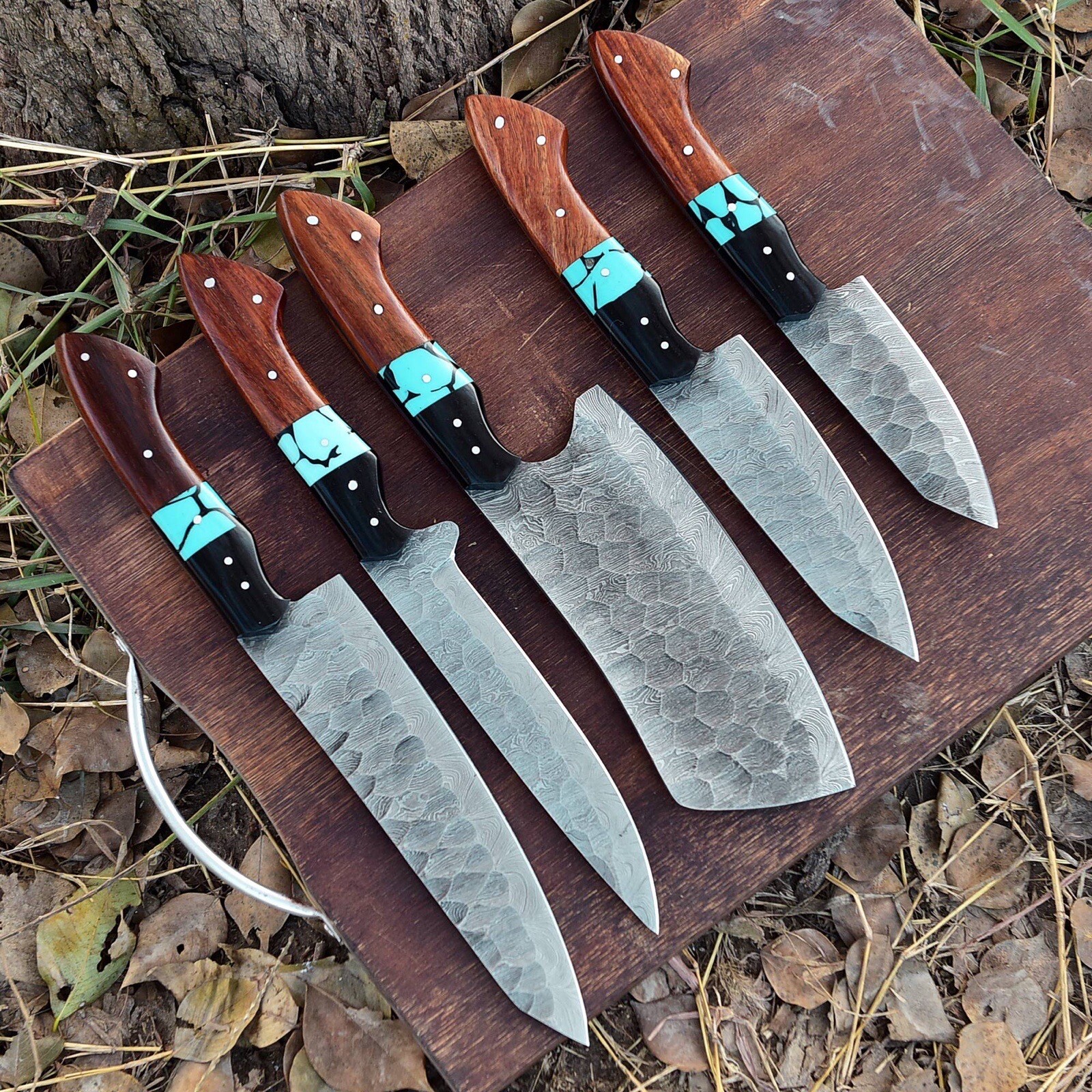Damascus Knives Set Forged Damascus Chef Knife Set X678