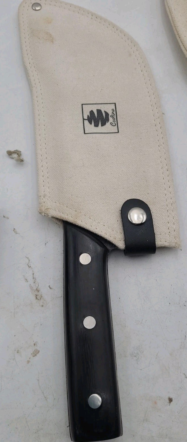 Coolina Hand Forged Cleaver Knife Set of 4 w/ Sheaths Carbon Steel Butcher Chef