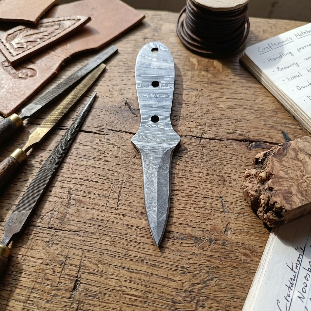 Oyster Knife Blank Shucker Shucking Clam Damascus Steel Fixed Blade Full Tang