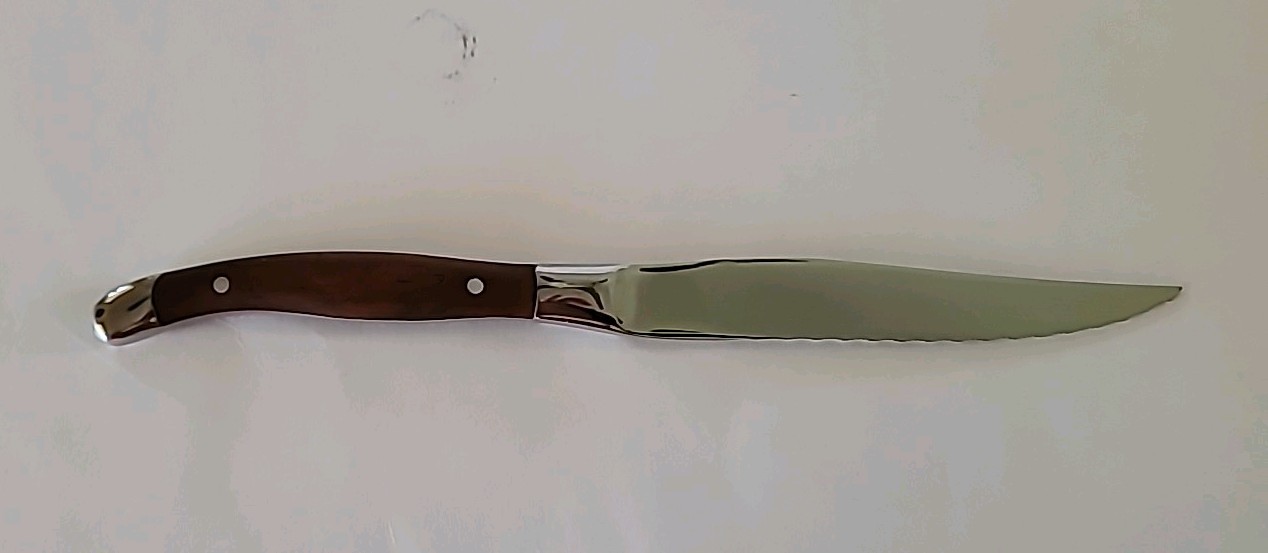 Virgule Steak Knives Set Of 5. High Polished Stainless Steel Blade.Brown Handle.