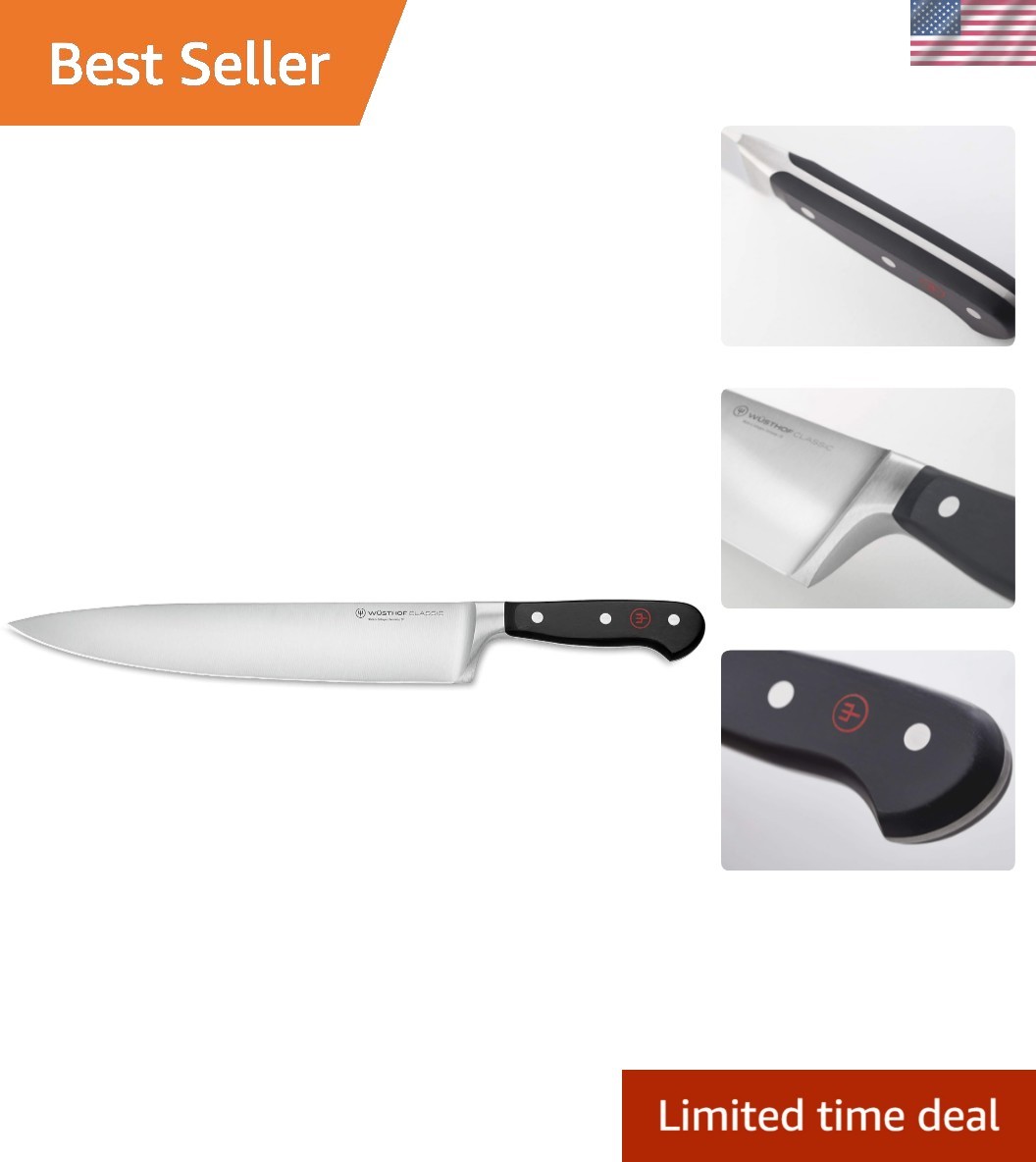 10” Classic Cook’s Knife – Triple Riveted Handle for Comfort & Control