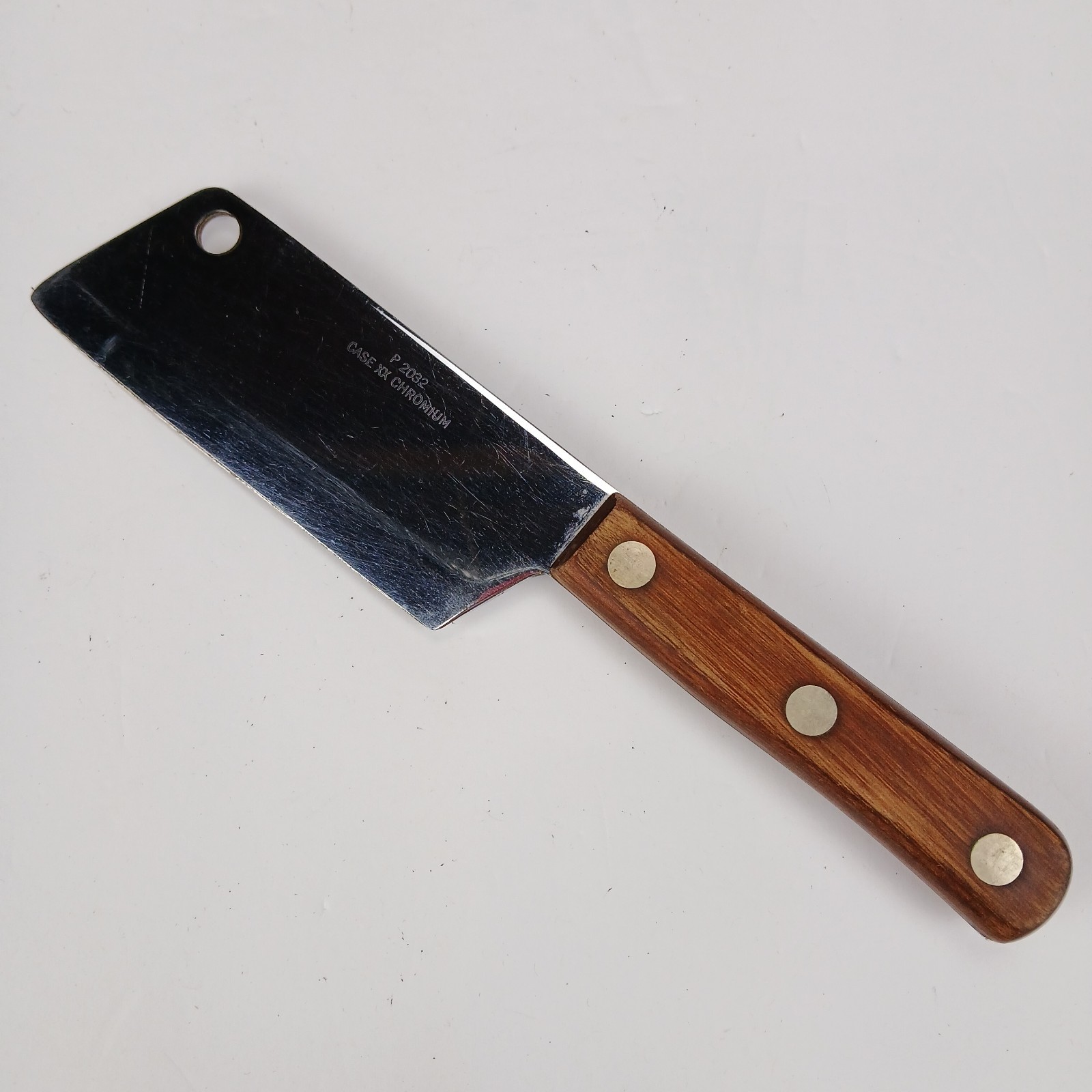 Vtg Case XX Chromium P 2032 Meat Cleaver Wood Handle 9.25 In Kitchen Knife