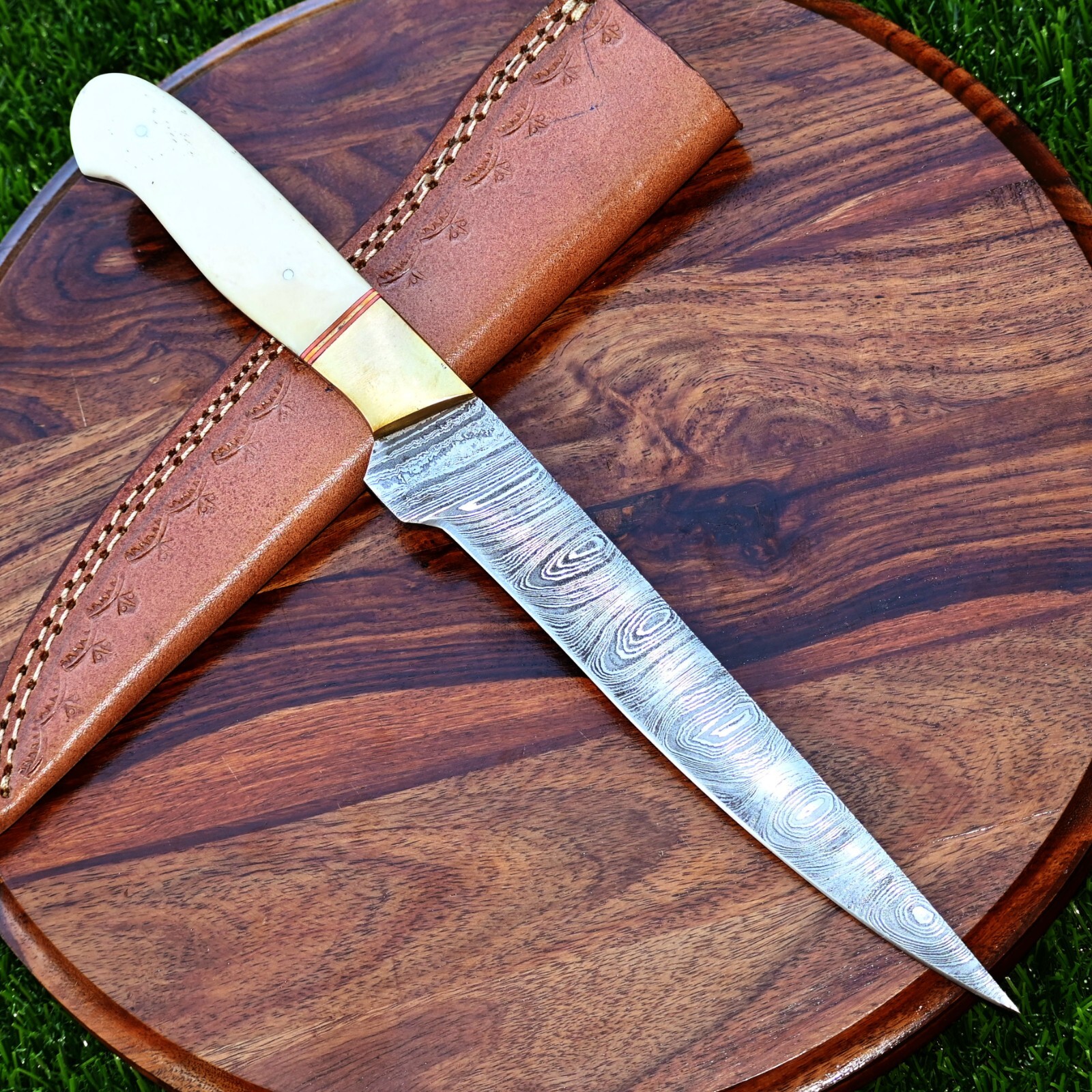 Custom Made Hand Forged Damascus Steel Blade Fillet Chef Knife 2861