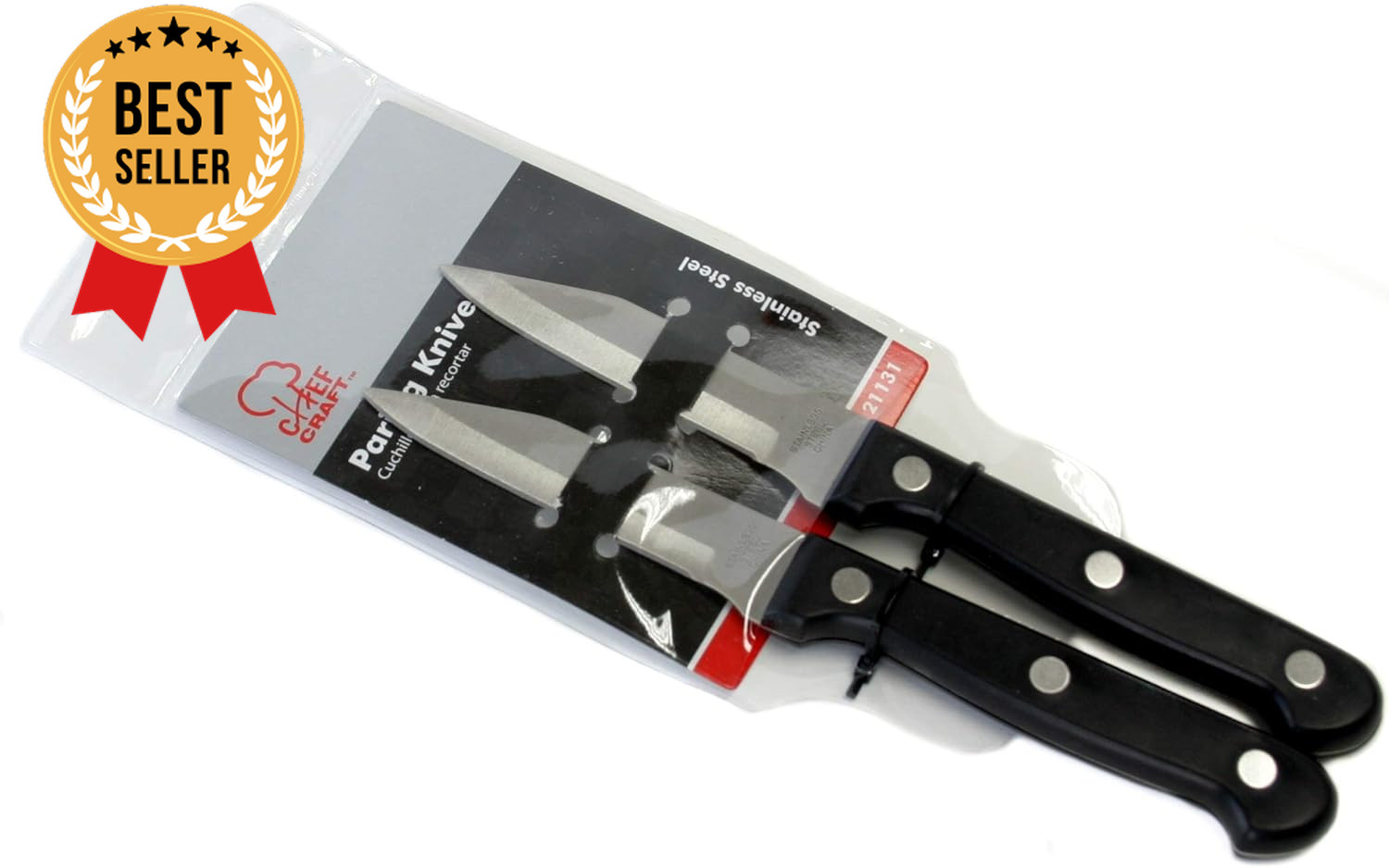 2pc Paring Knife Set 9.5 Inch Stainless Steel Black Kitchen Knives