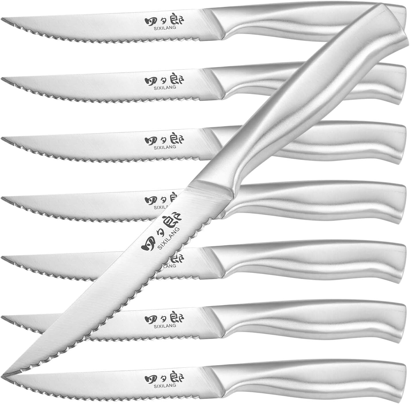 Steak Knives Set, Serrated Steak Knives Set of 8, Stainless Steel Steak Knife