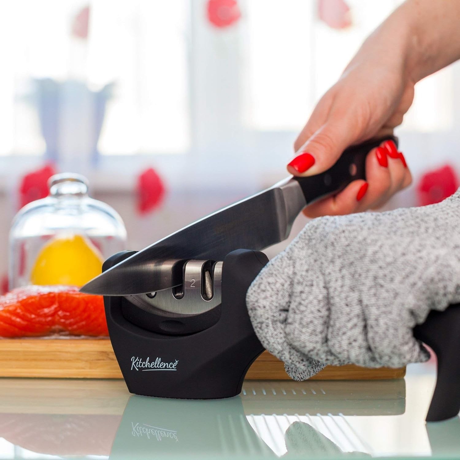 Durable 3-Stage Knife Sharpener & Cut-Resistant Glove | Essential Kitchen Tools
