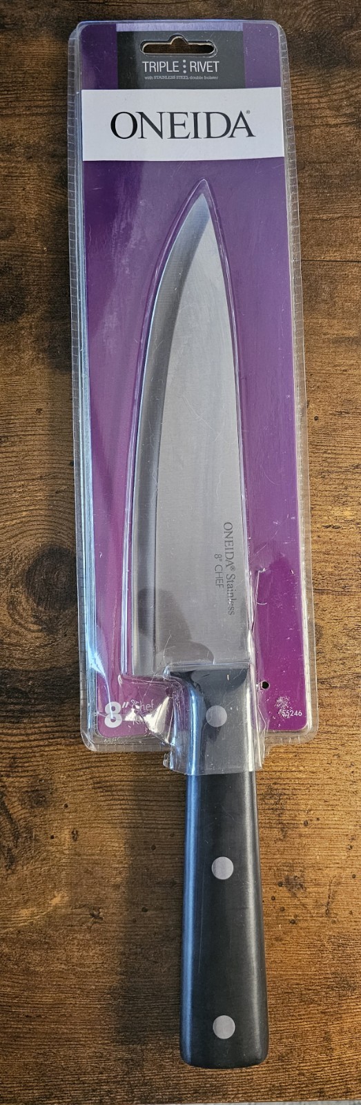Oneida Triple Rivet 8” Chef Knife #56246 Stainless Steel Double Bolster A3