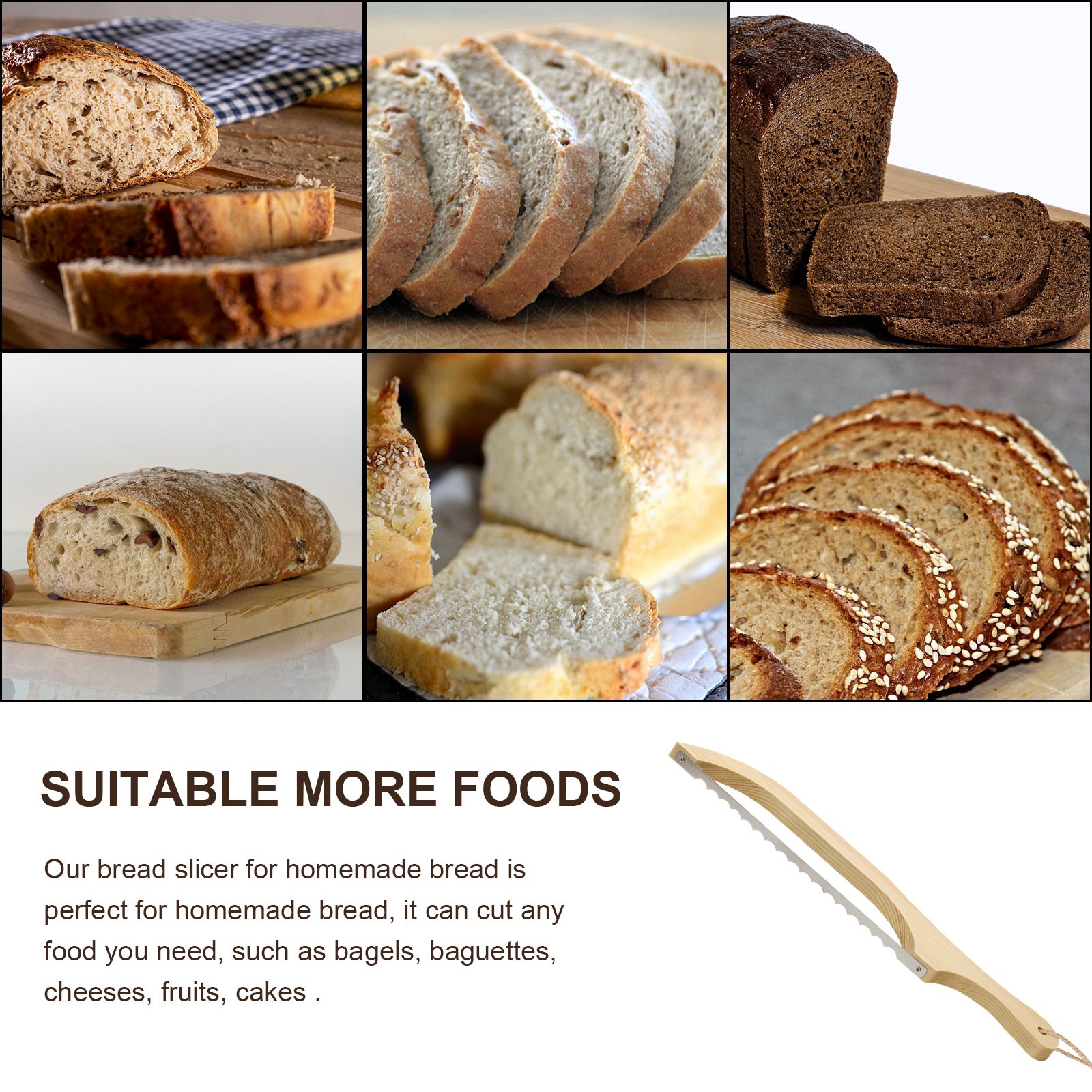 Bread slicer, Fiddle Bow Bread Knife Sourdough Cutter Bread Cutting Tool US