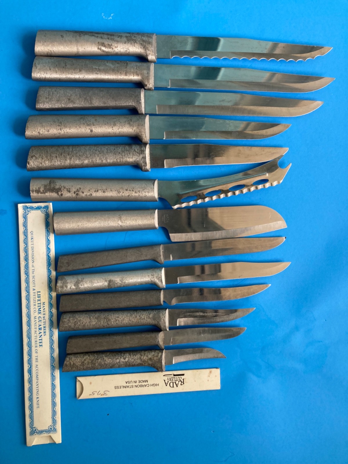 LOT 13 KITCHEN KNIFE MIXED ALUMINUM HANDLE RADA CHEF Knives Cheese Steak Slicers