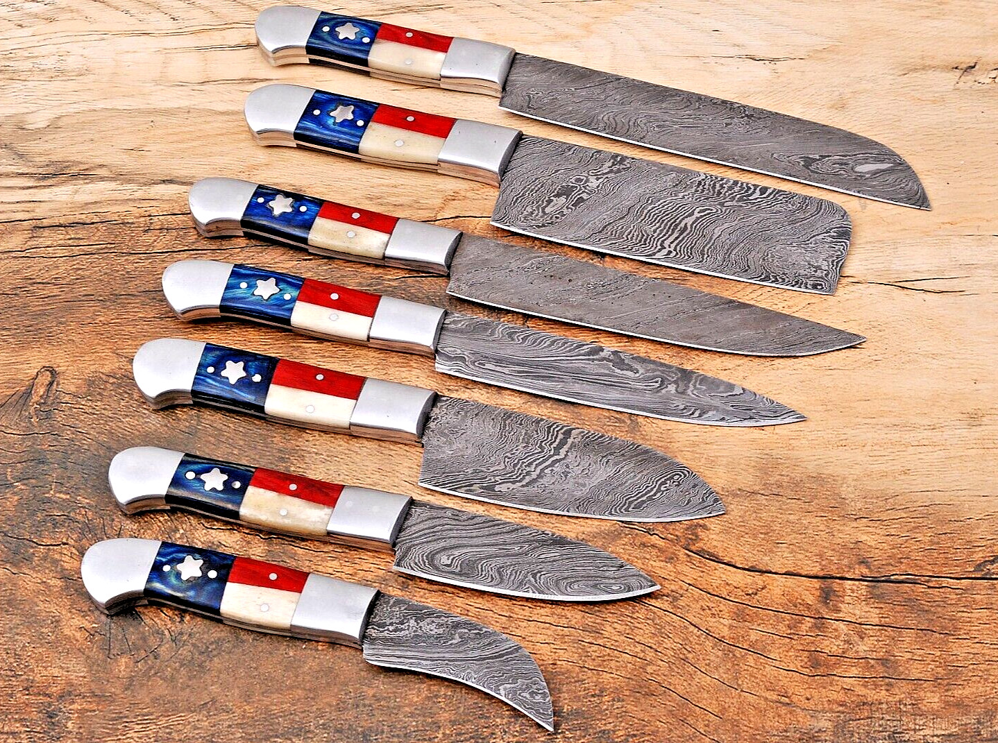 Custom Made FORGED DAMASCUS STEEL CHEF KNIFE SET Kitchen Knives /Leather Bag 913
