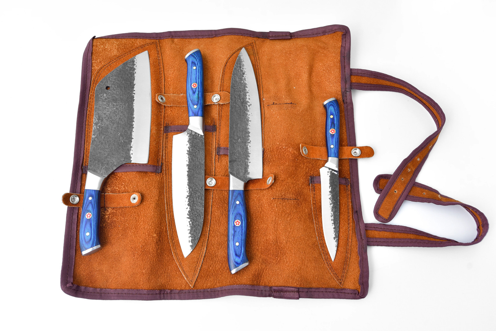 Hand-Forged Damascus Steel Cleaver Chef’s Knife Wood Handle Outdoor