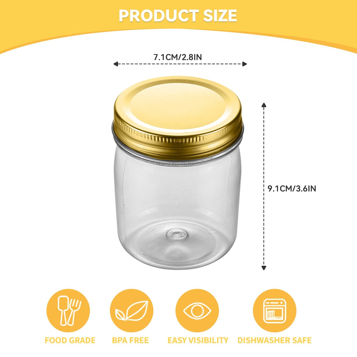 novelinks 8 oz Clear Plastic Jars with Screw Lids, BPA-Free Refillable Storage