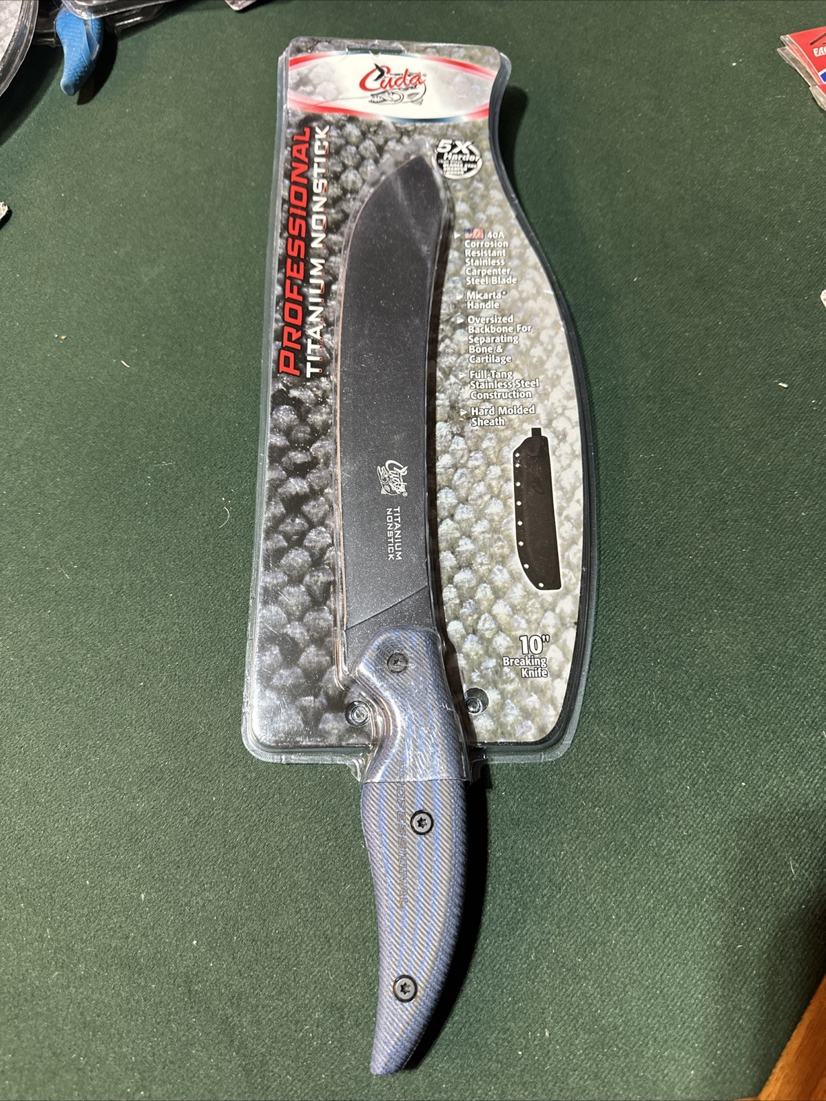 Camillus Cuda 10″ Blue Black Micarta Handle Breaking Knife 40A Stainless Steel